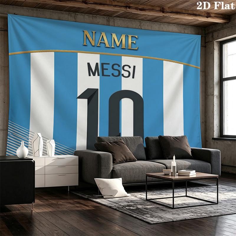 Custom Name Lionel MessiPrinted Tapestry – Wall Hanging for Bedrooms, Dorms, and Home Decor