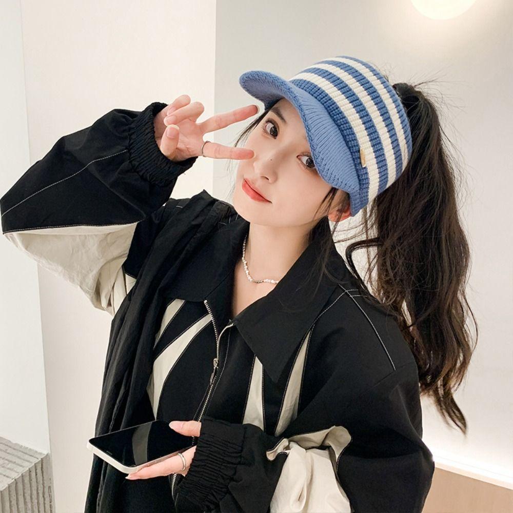 Зимняя шляпа в полоску, модные спортивные шапки на открытом воздухе, новые бейсболки с пустым верхом