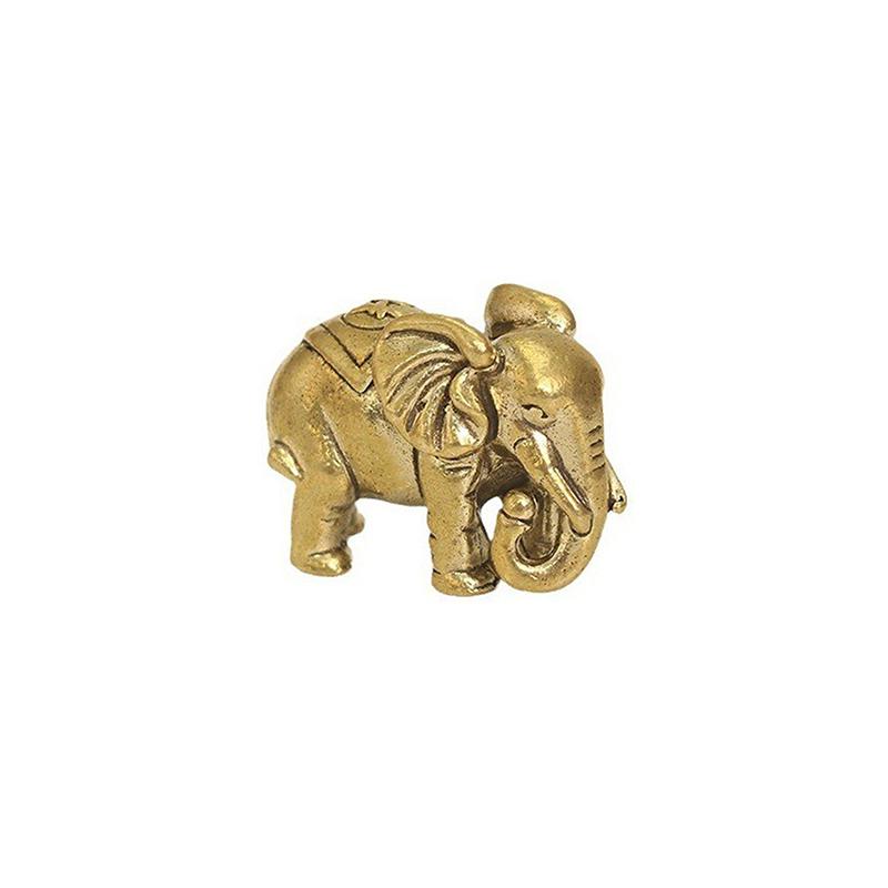 Brass Little Lucky Elephant Miniature Statue Decorative Home Brass Sculpture Desk Decoration