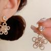 Silver Needle Zircon Flower Pearl Earrings Fashion Light Luxury Temperament Earrings Niche High-end Earrings Women