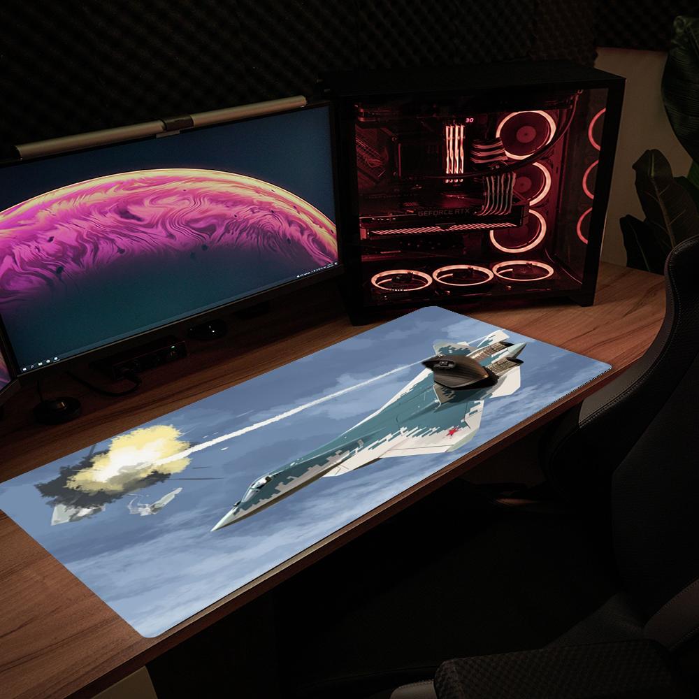 XXL Fighter Jet Large Mouse Pad Military Aviation Warplane Aircraft Desk Mat Non-Slip Rubber Gaming Keyboard Computer Mouse Mats