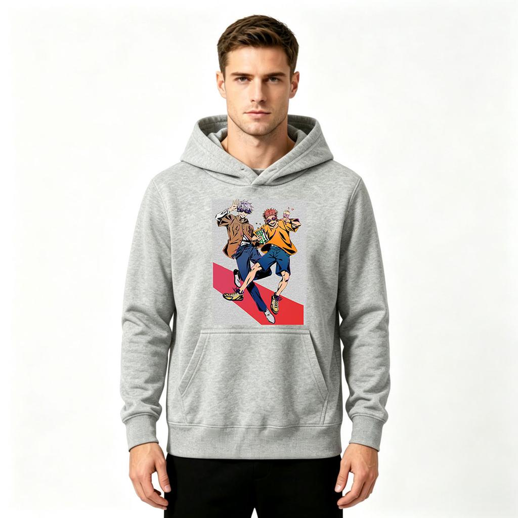 Men's Printed Hoodie Casual Long Sleeve Pullover Anime Character Graphic Sweatshirt for Daily Wear