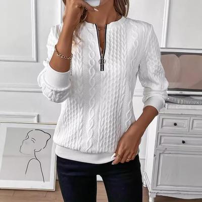 Женская стеганая куртка-свитшот на молнии для осени/зимы - белая