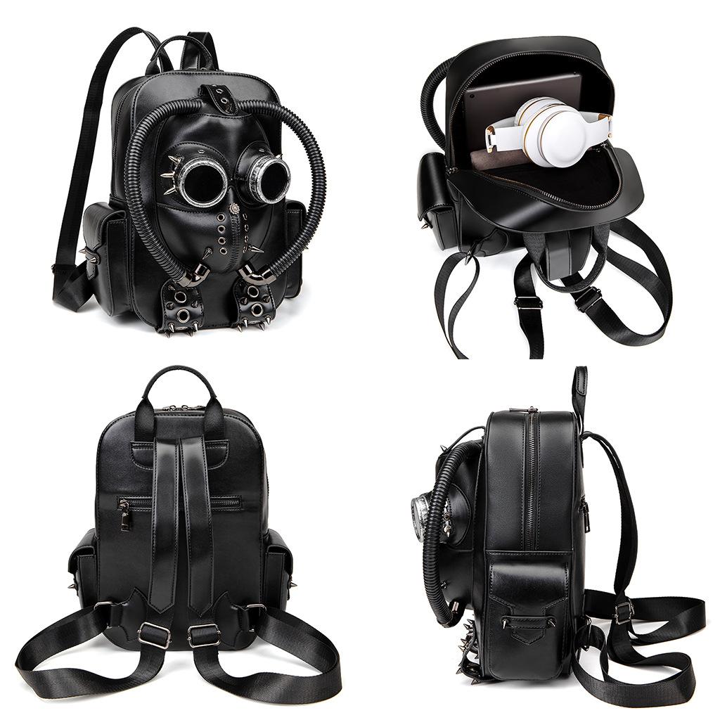 Halloween Gothic Ladies Backpack, Medieval Plague-Themed Skull Head Creative Schoolbag