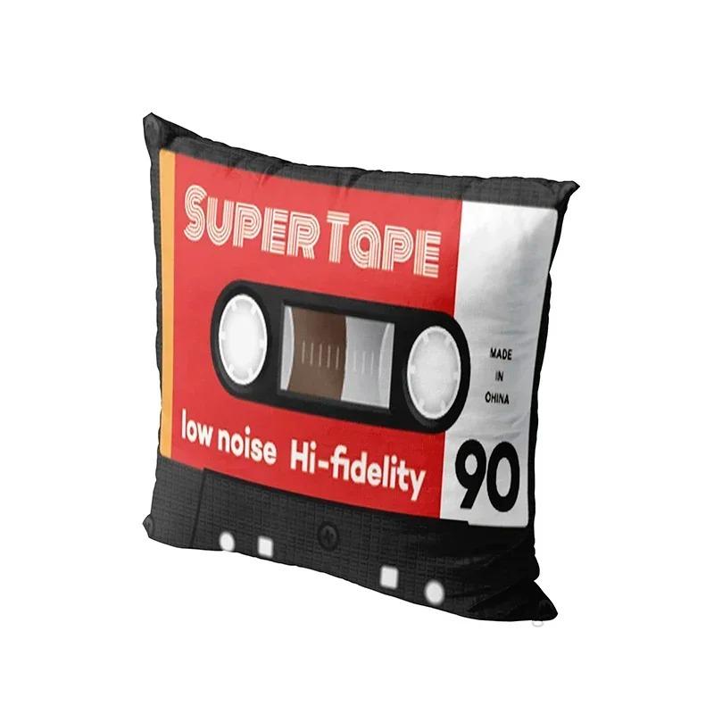 Home Decor Retro 90s Cassette Tape Pattern Pillow Covers Pattern Cushion Cover Suitable for Sofa Bedroom Car Pillow Cover