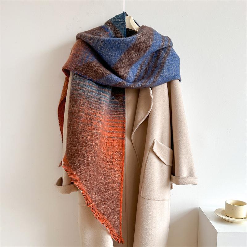 New Thickened and Elongated Winter Scarf Cashmere Feeling Shawl and Wraps Pashmina Neckerchief Bufanda Female Poncho 48Colors