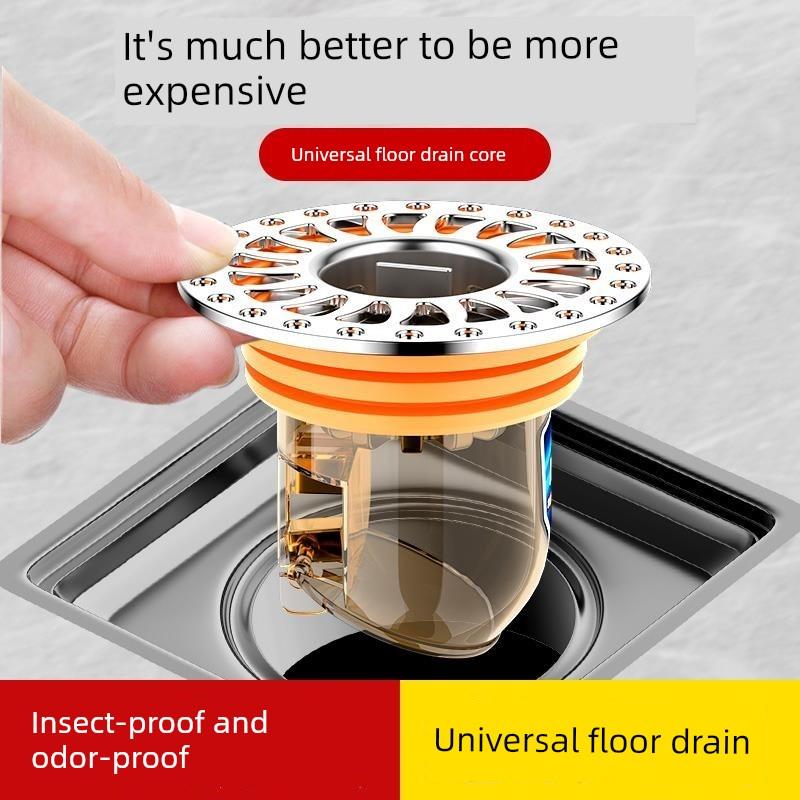 German Quality Floor Drain Deodorizer, Universal for Bathrooms, with Internal Core and Sealing Cover, Anti-Insect and Anti-Odor Device for Drains