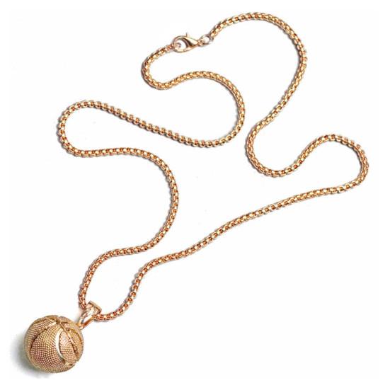 Мужское ожерелье с геометрическим круглым полым мячом, мемориальное гальваническое платье, мужской баскетбольный мяч из нержавеющей стали