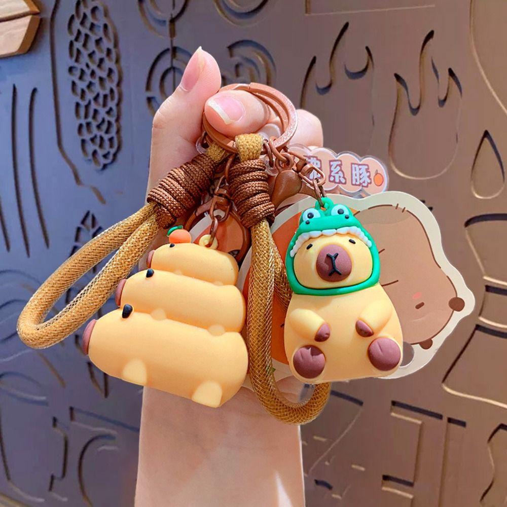 Korean Style Capybara Key Chain Silica Gel Cartoon Key Buckle Capybara Pvc Pendant  Bag Pendant