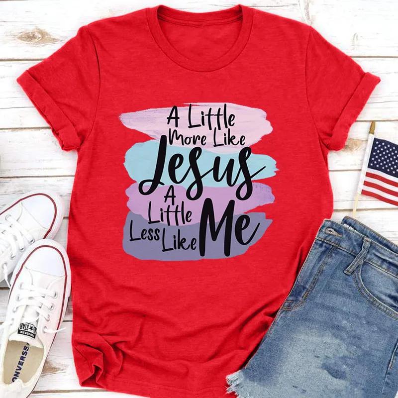 БОЛЬШЕ, ЧТОБЫ НРАВИТСЯ JESUS LESS ME Принт Женская футболка с коротким рукавом и круглым вырезом Свободная женская футболка Женская футболка Топы Одежда Camisetas Mujer