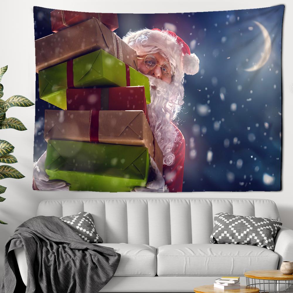 Рождественский гобелен, подарок, настенный подвес, зимняя ночь, Снежинка, Лось, Санта-Клаус, подвесное одеяло для камина, подарок, украшения для стен дома