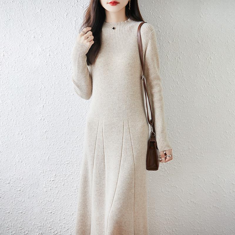 Женское платье-свитер 100% шерсть MODERN NEW SAGA Водолазка вязаный длинный пуловер зимние джемперы шерстяное длинное платье женское