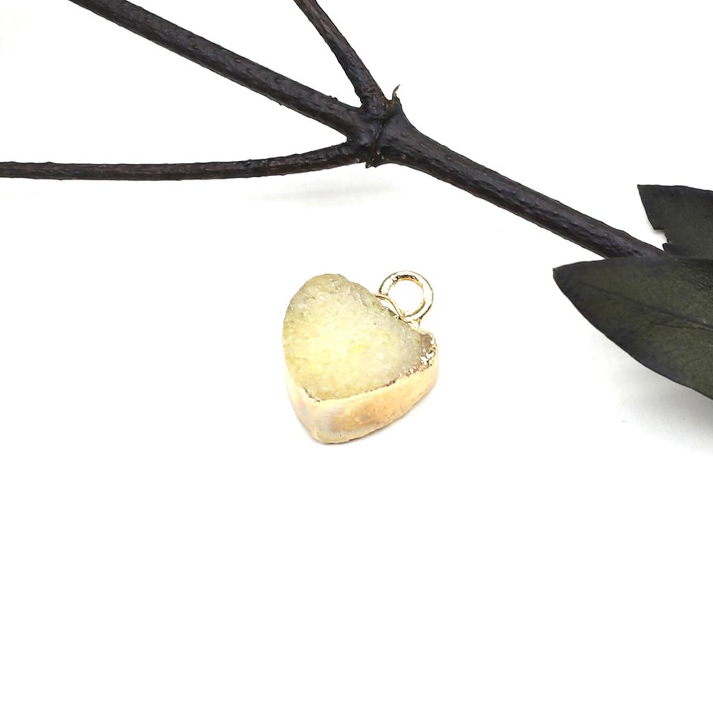 1 шт. маленький натуральный камень с золотым обернутым краем кулон в форме сердца хрустальный бутон подвески для изготовления ювелирных изделий DIY ожерелье браслет серьги аксессуары 12 мм