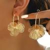 Gold Alloy Flower Earrings Elegant Oversized Floral Ear Accessories Sweet Style Dainty Accessories For Special Occasions
