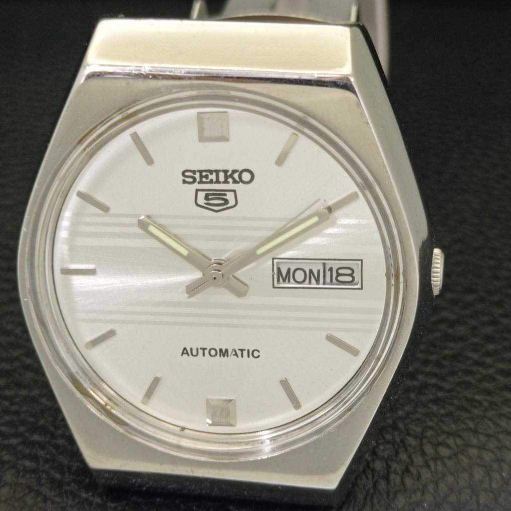 GENUINE VINTAGE SEIKO 5 AUTOMATIC 6309A JAPAN MENS SILVER DIAL WATCH A701655-5 R206c-a701655