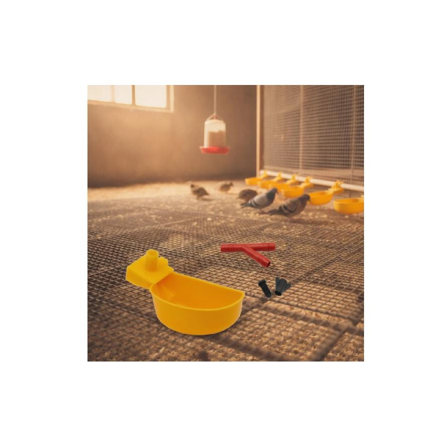 Bird Water Cup with T Connector Easy to Install Automatic Bird Drinker Cup Poultry Waterer Compact Quail Waterer Safe for Birds