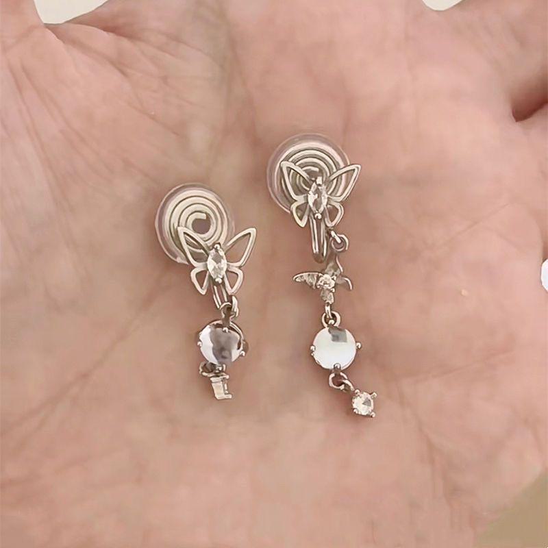 Серьги-клипсы с бантом из циркония для женщин — прокол не требуется, элегантные серьги с балетной лентой