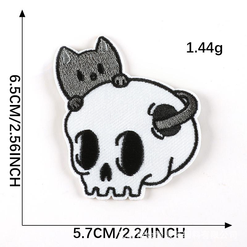 Badge Clothing Accessories Cartoon Skull Cat Badge Embroidery Sticker Decorative Accessories Patch Sticker Cloth Label Badge Cloth Sticker