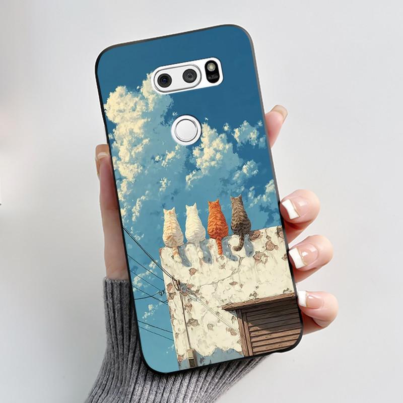 Чехол для LG V30 V30+ V30S V30S+ V35 V35+ ThinQ Тонкий Мягкий Черный Силиконовый Чехол Эстетичный Роскошный Милый Крутой Задняя Крышка для Мальчиков Девочек
