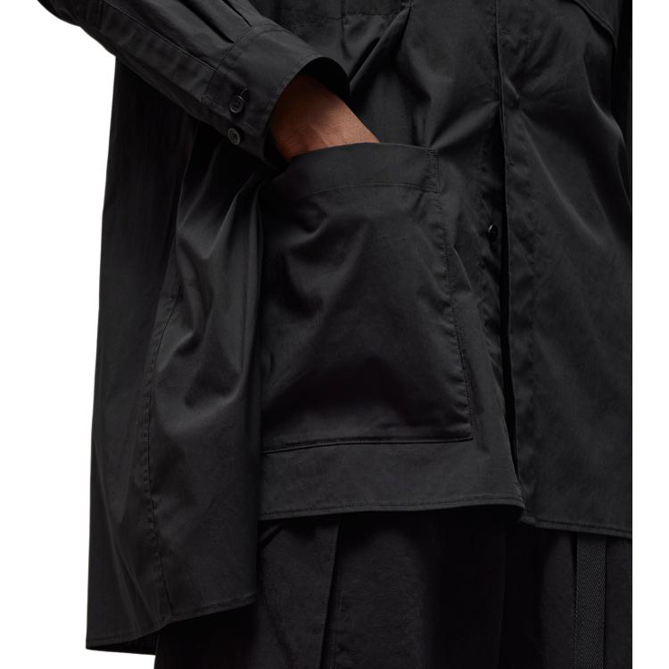Y-3 Однотонная однобортная рубашка с заостренным воротником и длинным рукавом, рубашки унисекс, черный цвет IR7111