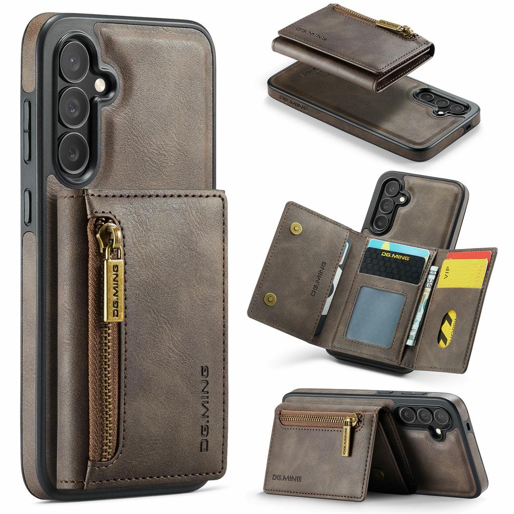 DG.MING M5 Series For Samsung Galaxy S25 FE Case Detachable Magnetic Leather Phone Cover with Card Slots