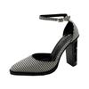 High Heels Platform Pumps Mujer 2024 Summer New Fashion Buckle Solid Black Sandals Woman PU Leather Waterproof Shoes Femme