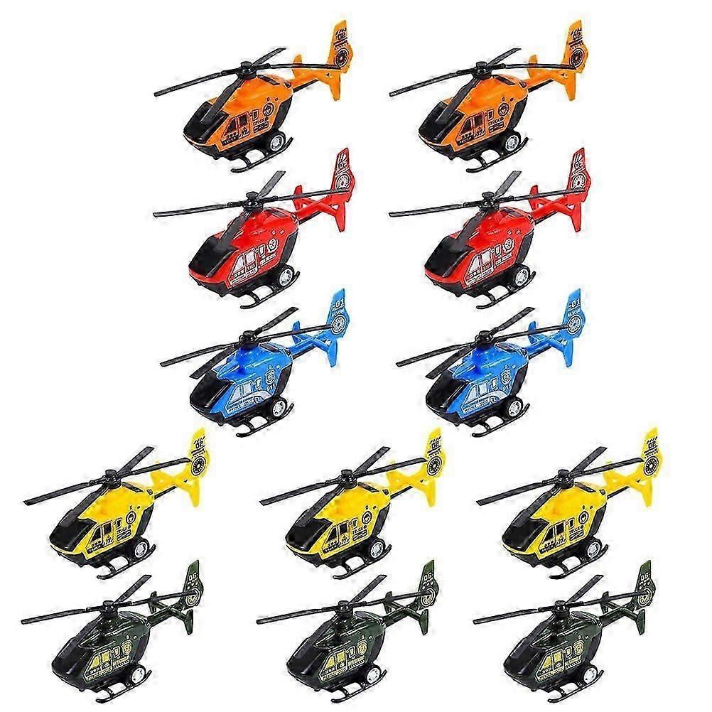 12Pcs Children Airplanes Toys Pull Back Power Helicopter Toys Pullback Helicopters