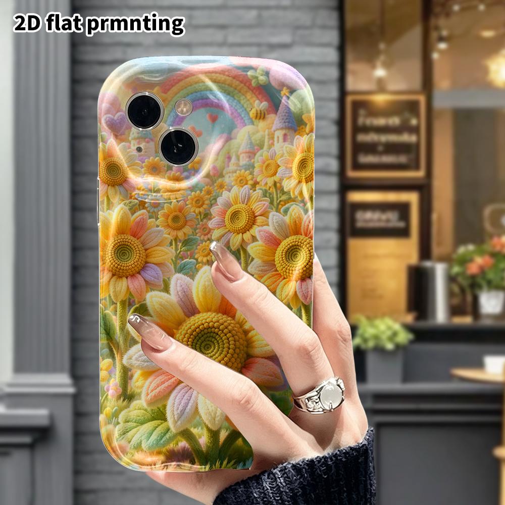 Phone Case: 2D flat, suitable for iPhone 18 17 16 15 14 13 12Pro protective case, sunflower fields, perfect Christmas and Halloween holiday gift