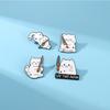 Cute Cartoon White Cat Small Knife Dagger Enamel Brooch Creative Animal Lapel Pin Badge Backpack Clothing Hat Accessories