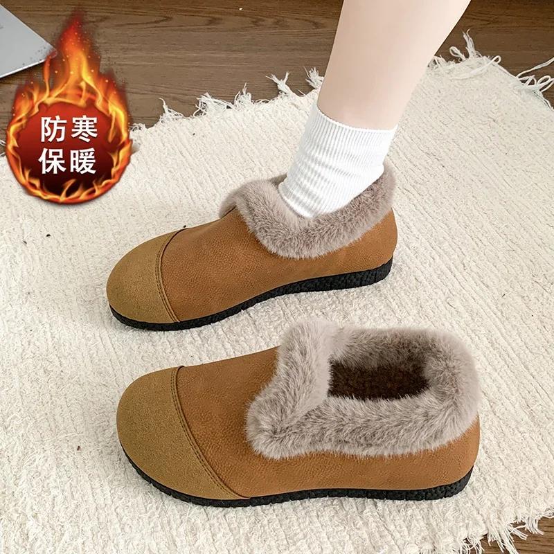 Winter Shoes Women Loafers Female Footwear Casual Shoes Women Flat Heel Leather Retro Winter Lightweight Fashion Comfy 35-41