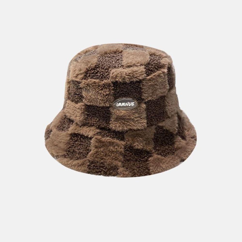 Soft Lamb Winter Bucket Hat Keep Warm Skull Hat Casual Plush Fisherman Hat Outdoor