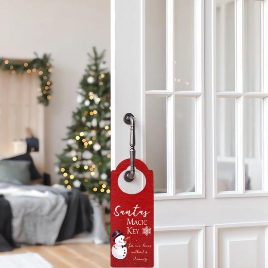 Рождественская деревянная дверная ручка, чулок, декор, украшение, Санта-Клаус, снеговик, праздничная дверная ручка, вешалка, подвеска для вечеринки
