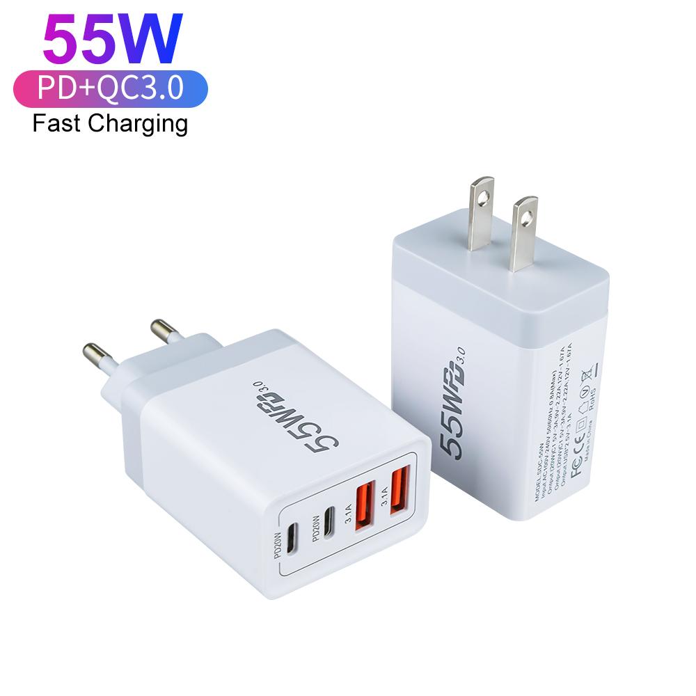 Australia AU Plug 55W 4 Ports Fast Charger Dual PD 20W USB-C Power Adapter USB 2C2A Wall Charger for Apple IPhone 13 14 15 Pro