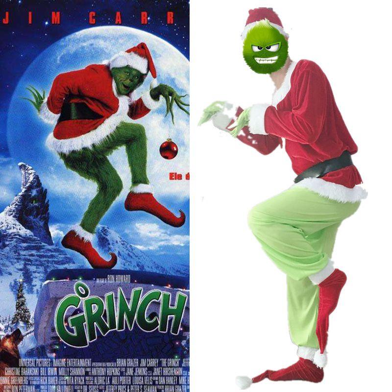 Привлекательный костюм Гринча для косплея для маскарадных вечеринок на Хэллоуин