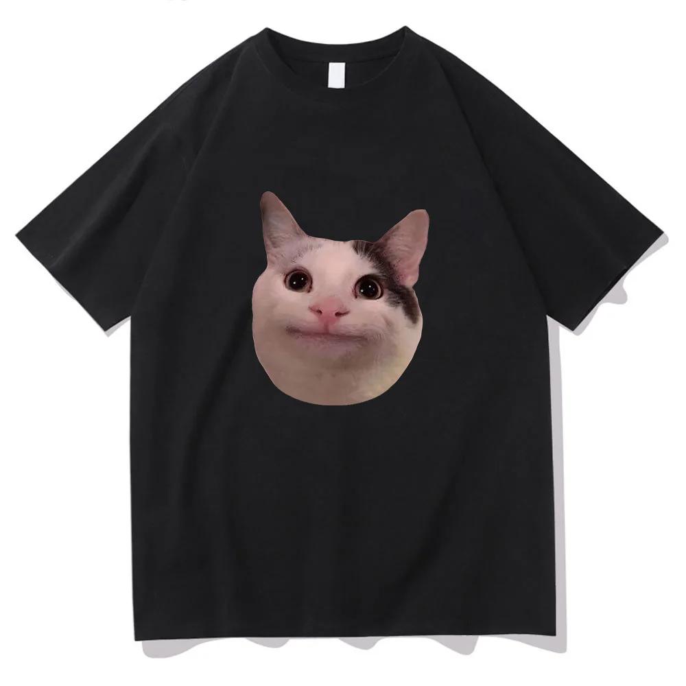 Женская футболка с коротким рукавом в стиле кошачьего мема с забавными узорами, удобная и мягкая повседневная футболка, забавная футболка для ежедневной носки
