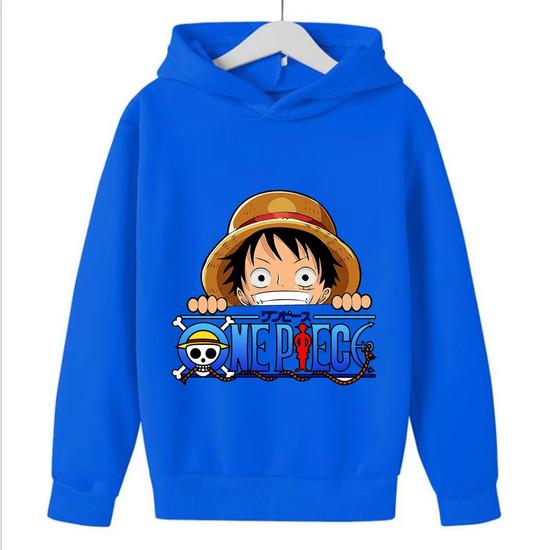 Детская худи с принтом логотипа-черепа Луффи из аниме One Piece, пуловер с капюшоном, осенняя уличная одежда, детские топы
