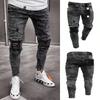 Men's Broken Jeans Stretch Denim Leggings Men's New Straight Broken Trousers