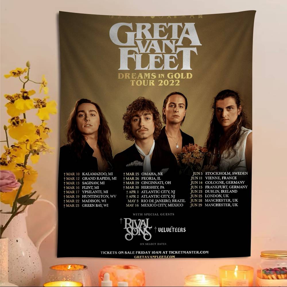 Greta Van Fleet Rock Band Cartoon Tapestry Art Science Fiction Room Home Decor Art Home Decor