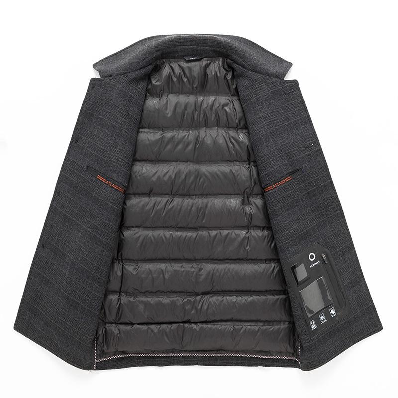 Мужское шерстяное пальто с длинными и средними лацканами в клетку, деловое повседневное шерстяное пальто, мужское пальто