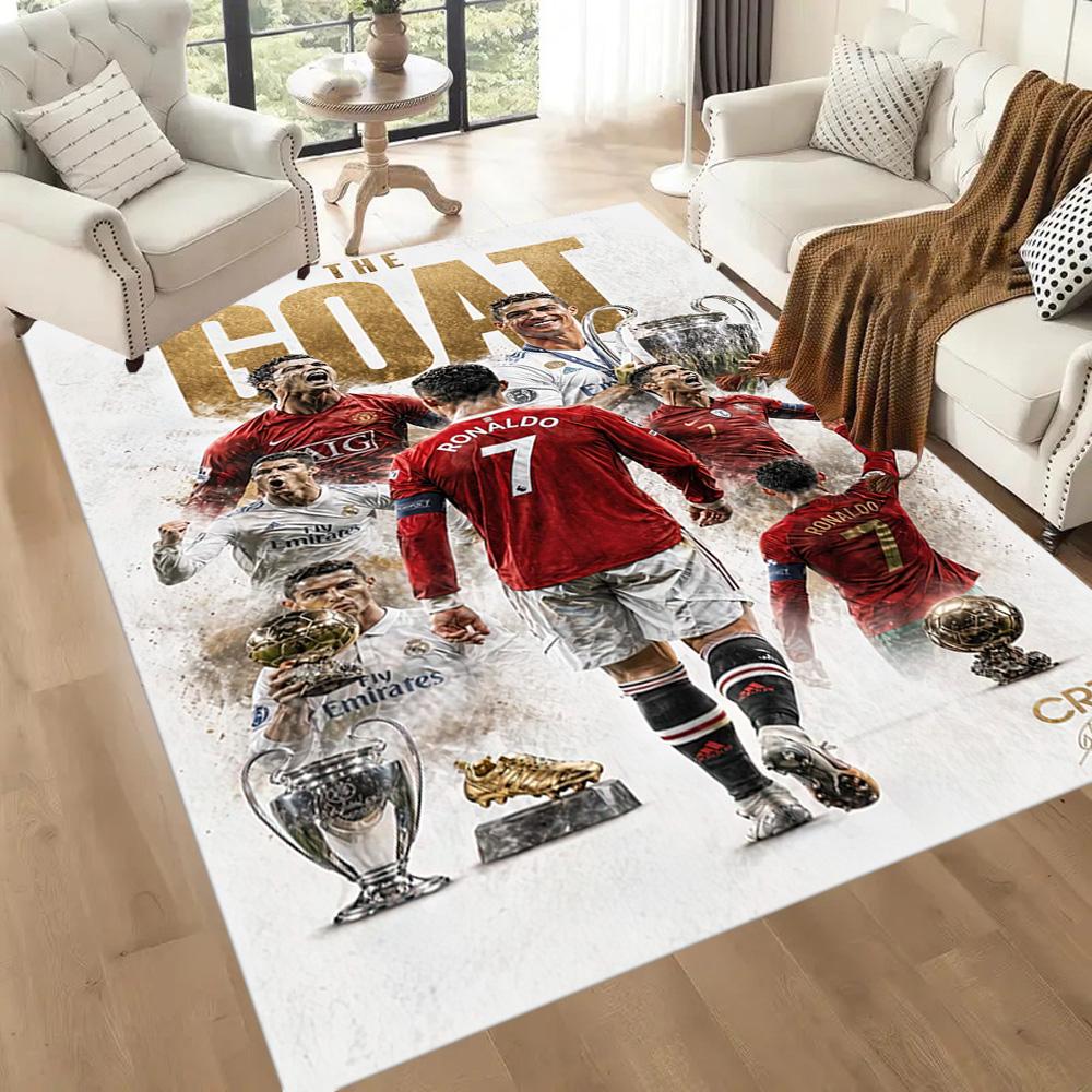 Ronaldo's Iconic Number Seven Square rugs are a great choice for living rooms, bedrooms, home décor, and as gifts.