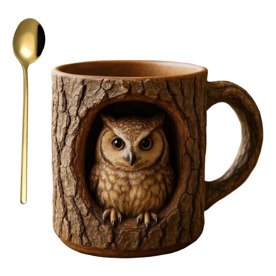 Забавная кружка с енотом, кружка с текстурой коры, кружка из смолы с животным, кофейная чашка ручной работы, барная пивная кружка, подарок для любителей природы