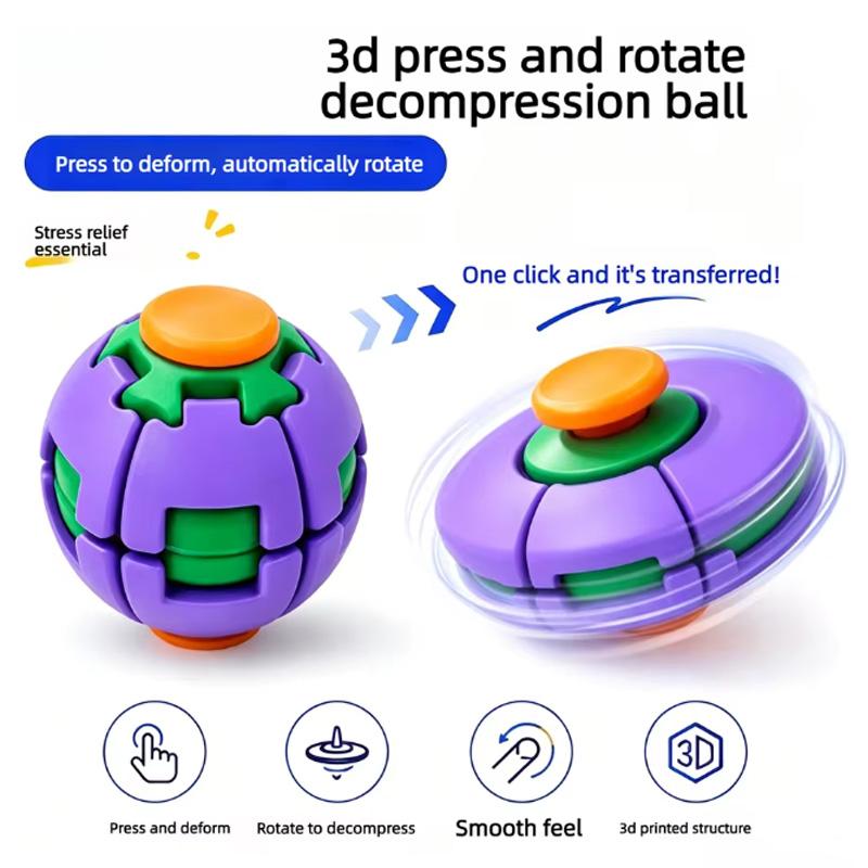 Цветная 3D-печать Декомпрессионный шар Надавливание и вращение Двойная игра Гироскоп для кончиков пальцев Офисная портативная игрушка-антистресс