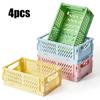 4 шт. Мини Складной Пластиковый Ящик для Хранения, Настольный Органайзер для Студента, Лента для Рукописного Счета, Складная Корзина для Канцелярских Товаров, Корзина для Хранения