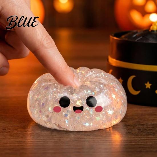 Anxiety Relief Gifts for Kids Halloween Ghost Bun Stress Ball Glitter Slow Rising TPR Fidget Toy Quicksand Pinch Toys with Steamer Cute Spooky