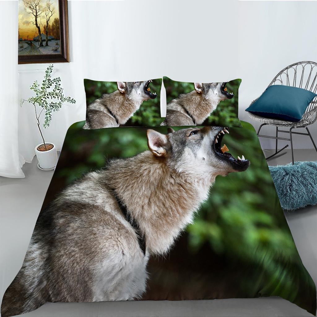 Wolf Series Polyester Bedding Two- And Three-Piece Sets Can Be Digitally Printed