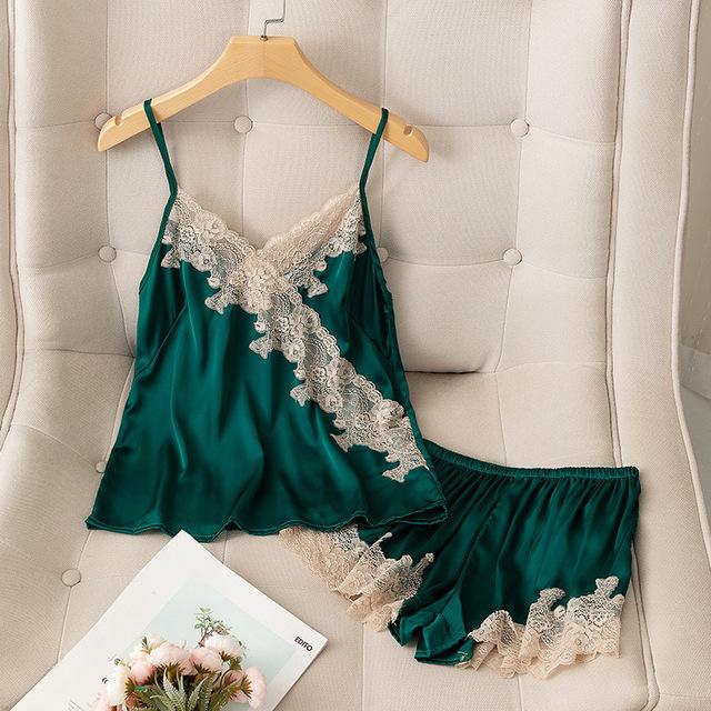 Пижамный комплект, одежда для отдыха, кружевной свадебный банный халат, шорты, костюм, сексуальная женская одежда для сна, летние атласные пижамы, домашняя одежда