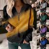 Женская толстовка, пуловер, базовая четверть, молния, желтый, красный, синий, галстук, уличный топ с v-образным вырезом и длинными рукавами, повседневный осенний пуловер