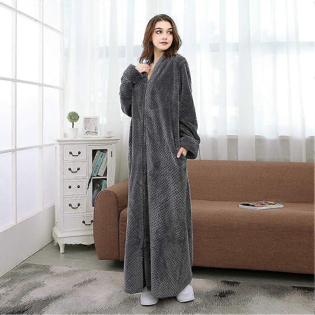 SeraphinaT Womens Long Robe Sleepwear Housecoat Winter Warm Pajamas Bathrobe