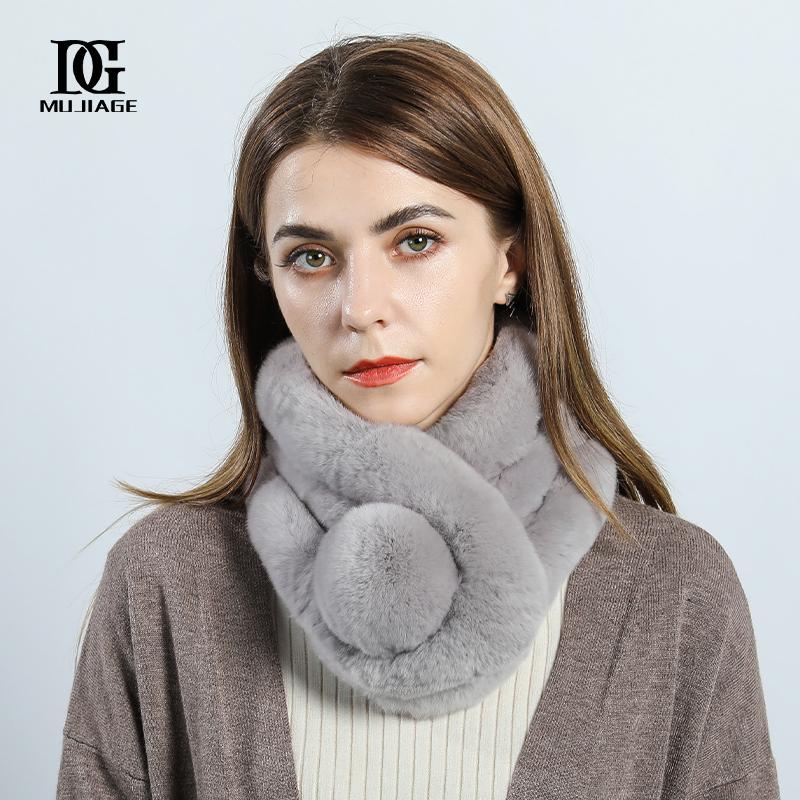 Rabbit Fur Scarf Neck Women's Winter Korean Version Thickened Versatile Winter Double Sided Rex Rabbit Fur Fur Scarf Neck