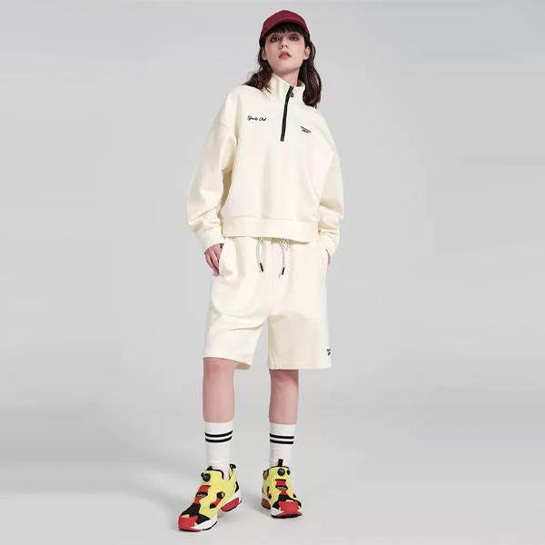 Reebok Solid Color Lace-Up Knitted Casual Shorts Unisex Shorts White 24SRC607UGW2